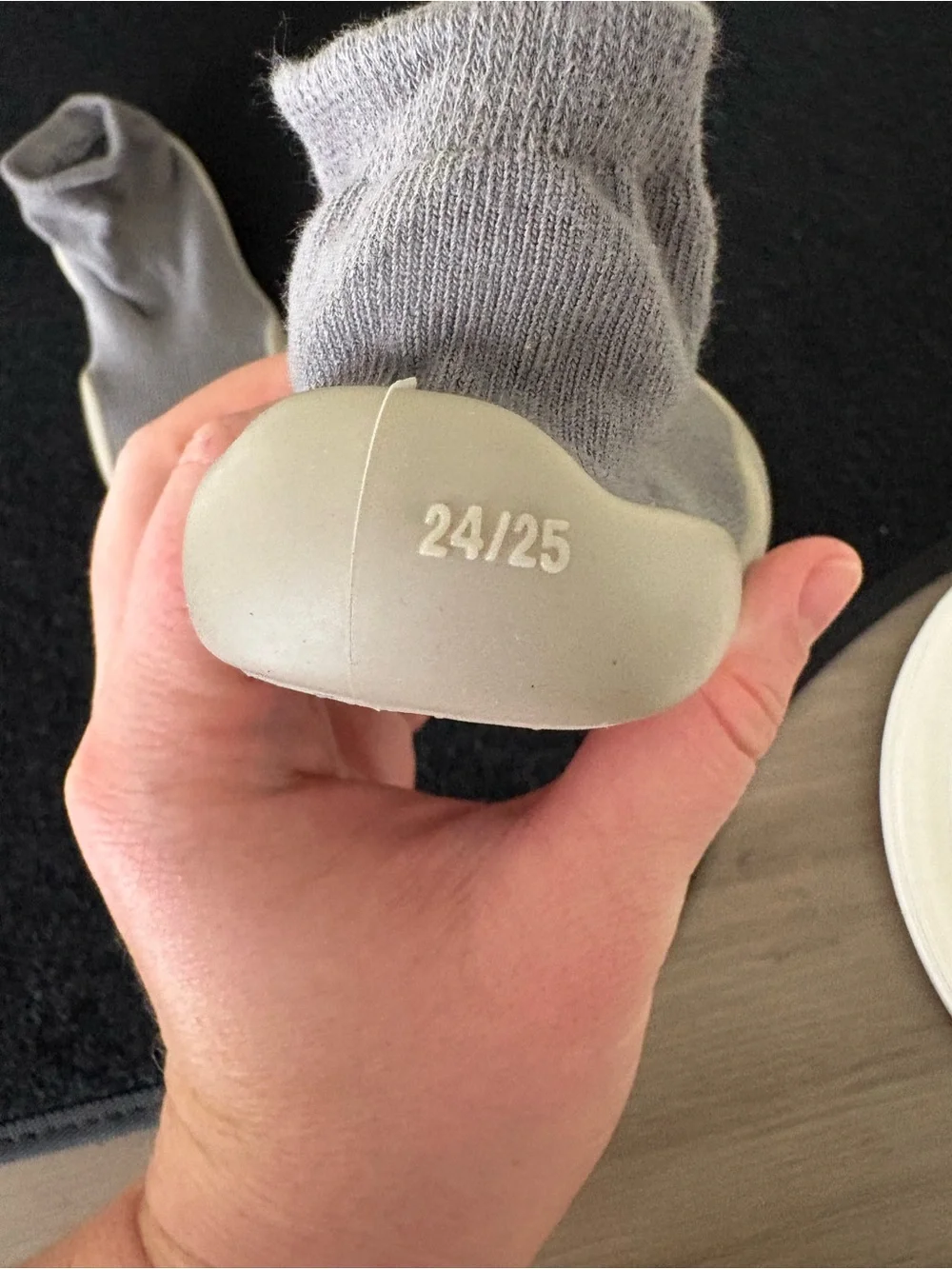 Toddler Sock Shoes Gray EU 24/25 Slip-On Knit Sneakers Lightweight Unisex NWOT
